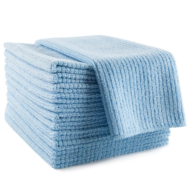 Wholesale 14x18 Blue Microfiber Towel Ribbed 20 Dozen