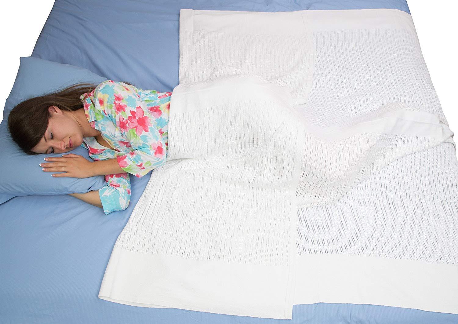 100% Cotton Twin Size Hospital Thermal Blanket - Open Weave Cotton Blankets