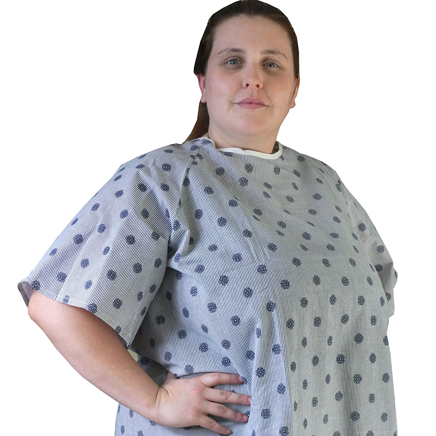 Hospital Gown 2 Back Tie Overlap, Imperial Print - Unisex - One Size fits Most Small - XL Men and Women