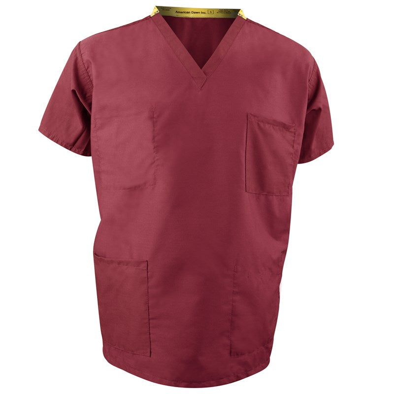 Wholesale T150 Unisex Scrub Top, 2 Reversible Pockets (1 Chest, 1 Lower), X-Small to 5X-Large, Burgundy, Navy Blue, Jade Green, Misty Green, 2 Dozen (24 pcs)