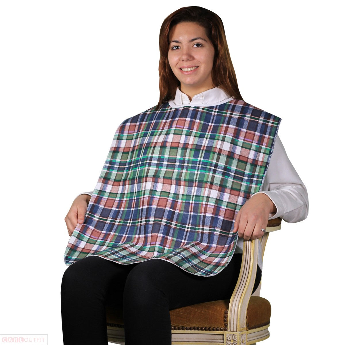 Extra Wide Adult Bib with Vinyl Backing and Snap Closure