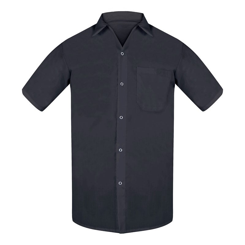 Wholesale Cook Shirt, 1 Chest Pkt. Gripper, Black, 4X 6 Dozen