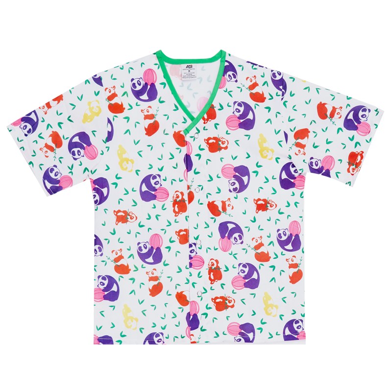 WHOLESALE-Pediatric Pajama Top, Open Front, Gripper Closure, Panda Print, Medium-2 Dozen (24 pcs)