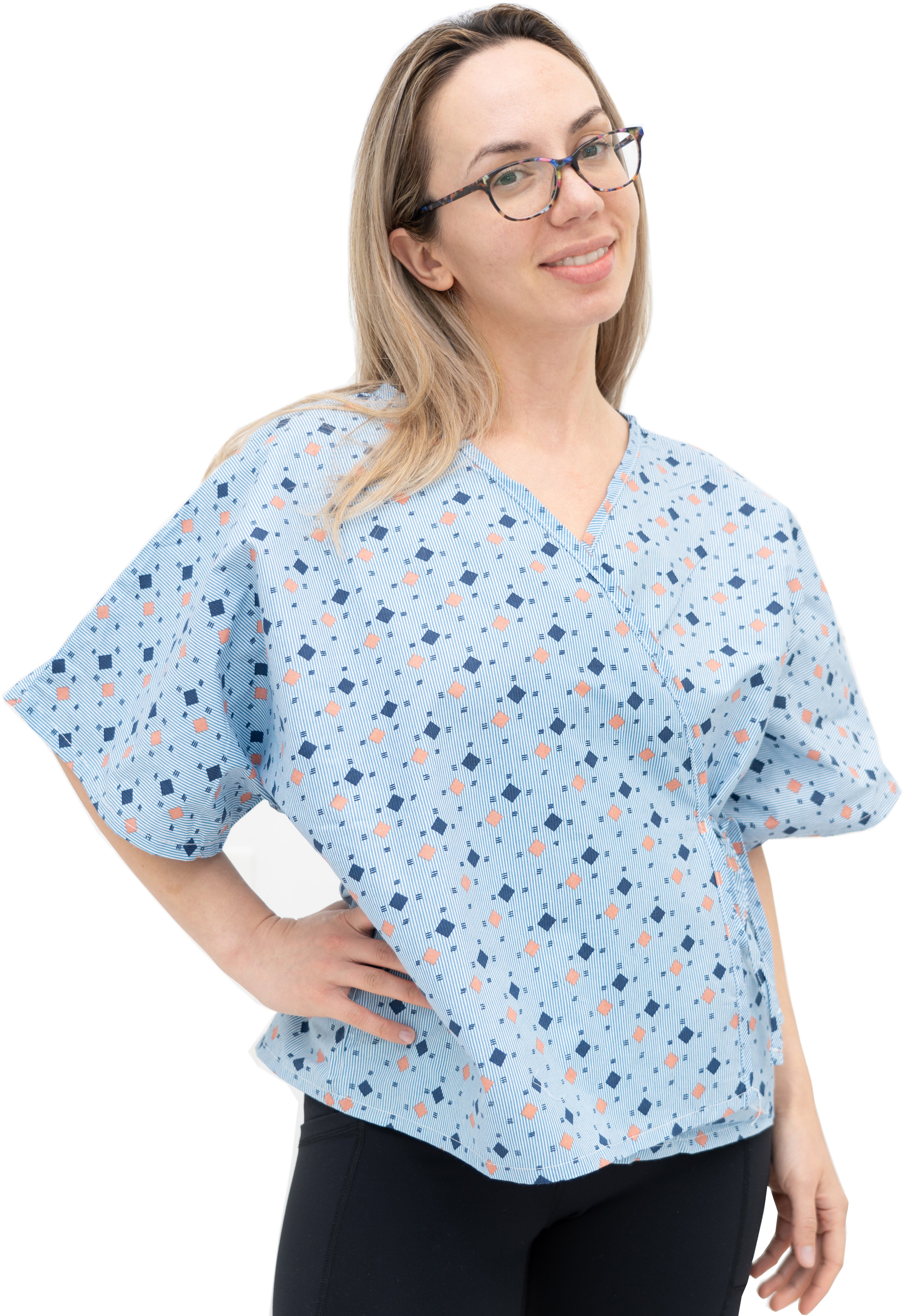 Wholesale Reusable/Washable Mammography Gown Cape 23 x 62 Open Front, 1 Tie Overlap, Leaf Print