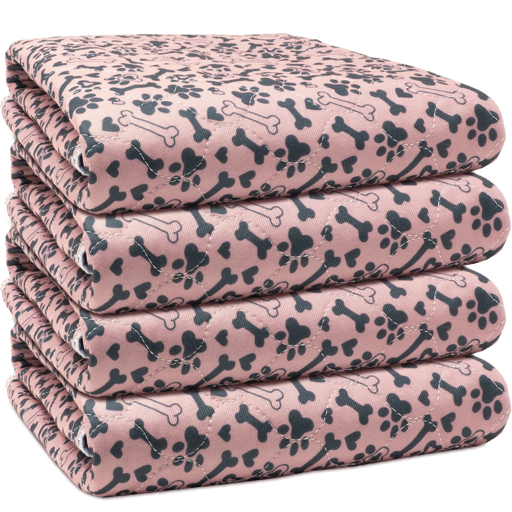 4 Pack - 36 x 41  Washable Pee Pads for Dogs Superior Reusable Puppy Pads Pet Training Pads - 100% Waterproof Dog Pee Pad Protects Against Urine Leakage Non-Slip Grip - Paws & Bones Print