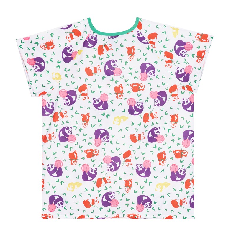 WHOLESALE-Pediatric Gown, Center Back, Tie Overlap, Panda Print-2 DOZEN (24 PCS)
