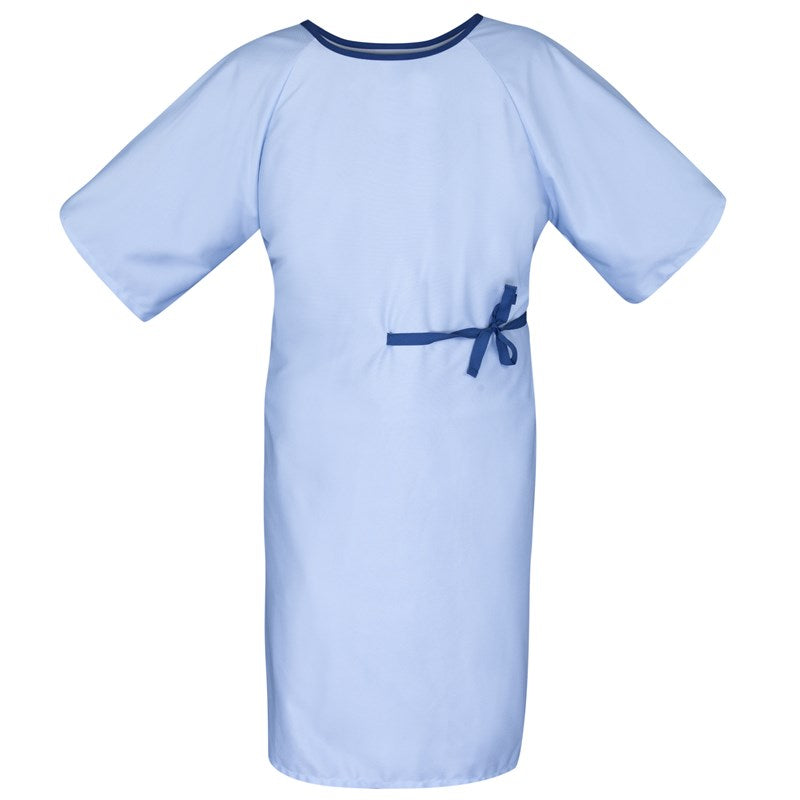 WHOLESALE-Patient Gown 51 x 115 Angle Back, 3 Tie Overlap (10X-Large) Sky Blue-4 DOZEN (48 PCS)