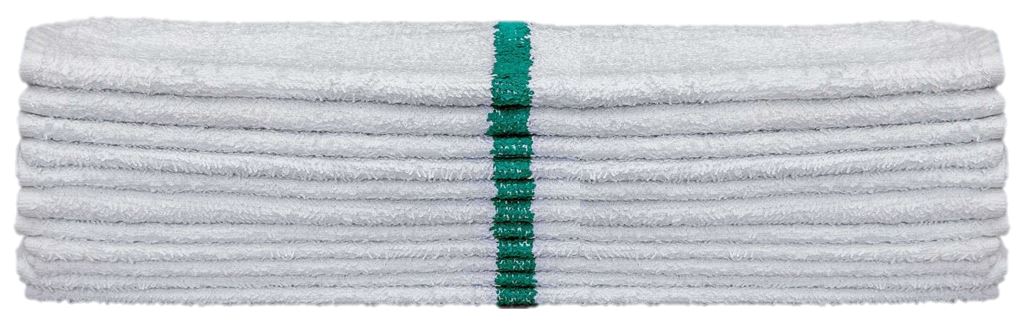 White With Green Center Stripe 32Oz Terry Bar Mops 17 X 20 - Case of 100DZ