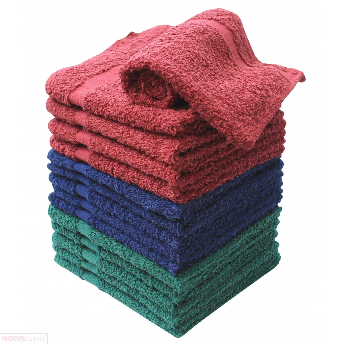 Super Soft Small Towels - 100% Cotton - 15 Pack Wash Cloths - Green, Burgundy and Royal Blue