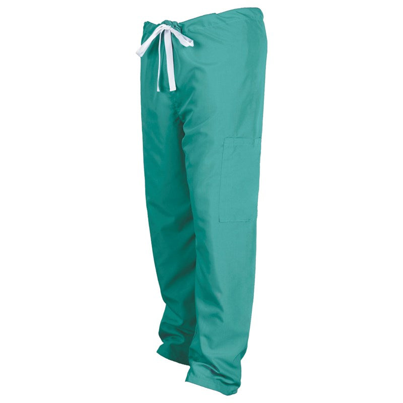 Wholesale Cargo Scrub Pants, 3 Pockets (2 Back, 1 Cargo) w/ Drawstring, Jade Green, X-Small to 5X-Large 2 Dozen (24 pcs)