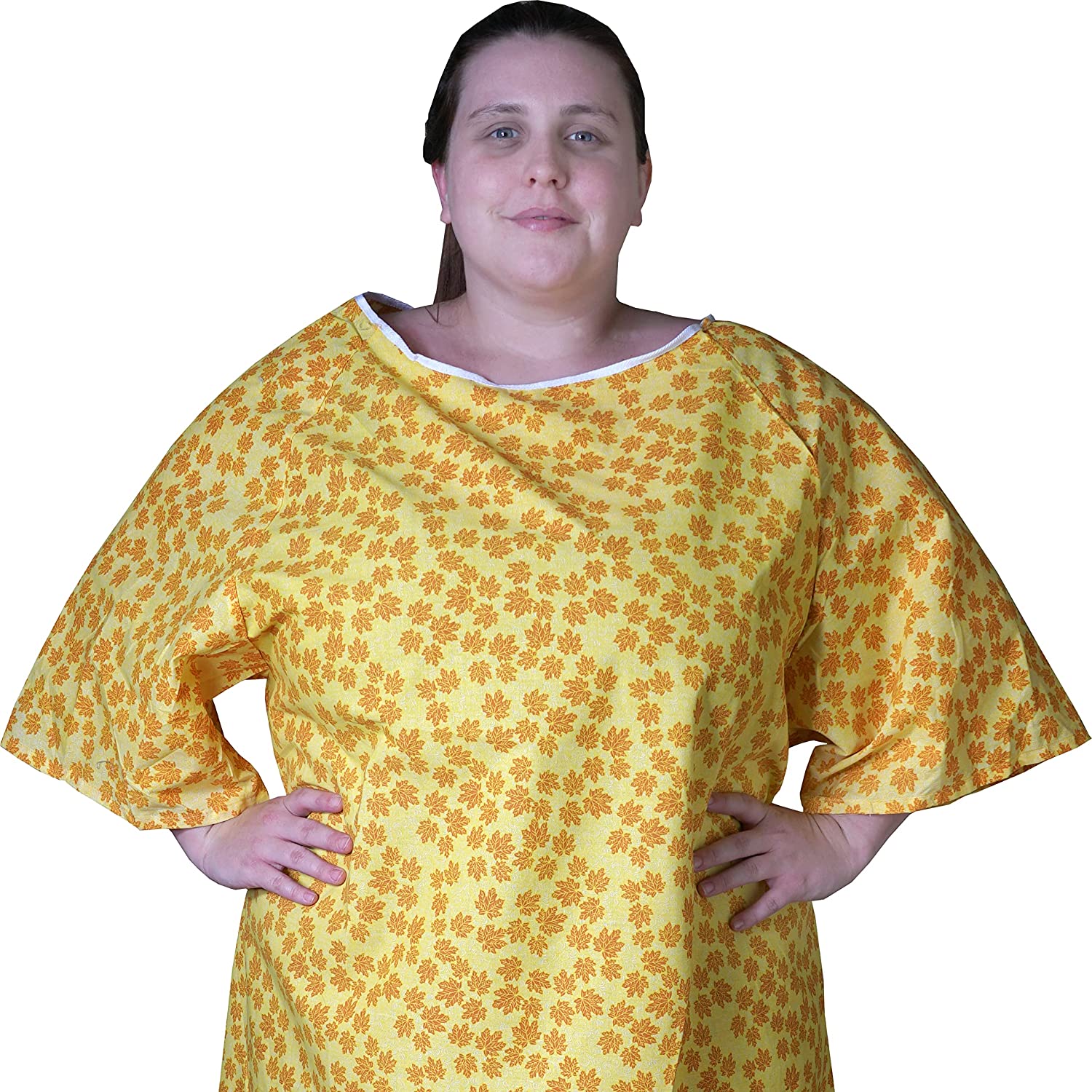 Patient Gown 48 x 68 Center Back, 2 Tie Overlap Fall Prevention Color Yellow