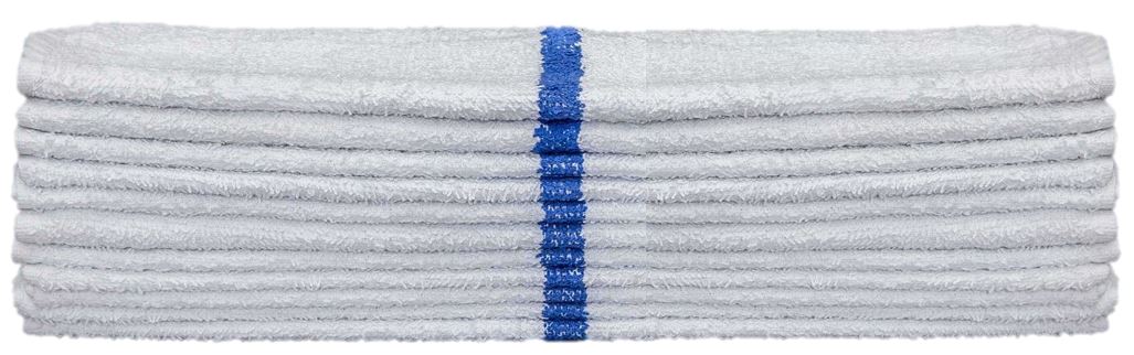White With Blue Center Stripe 32Oz Terry Bar Mops 17 X 20 - Case of 100DZ