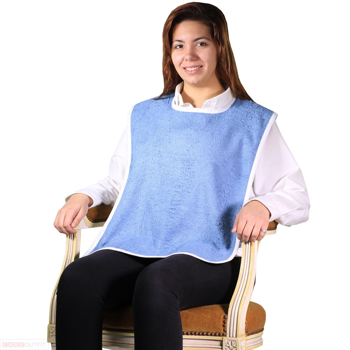 Terry Adult Bib with Velcro Closure - 18 x 30 - Blue