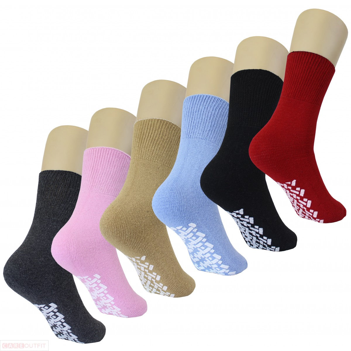 Diabetic Non Skid Slipper Socks /w Grippers for Ladies - 6 Pairs