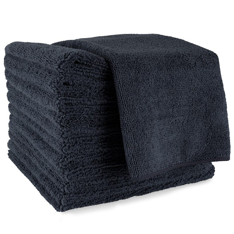 Wholesale 16X16 MICROFIBER TOWEL- BLACK 24 Dozen