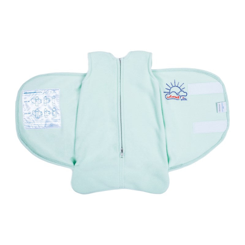 WHOLESALE-Swaddle Blanket 21 Long, Zipper Closure, Solid Micro Fleece, Light Sage, New Born-2 DOZEN (24 PCS)