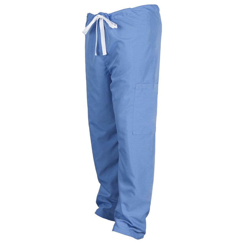 Wholesale Cargo Scrub Pants, 3 Pockets (2 Back, 1 Cargo) w/ Drawstring, Ceil Blue, X-Small to 5X-Large 2 Dozen (24 pcs)