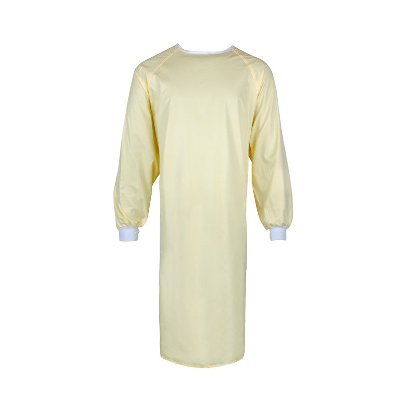 Wholesale Protective Gown, Raglan Sleeve, Knit Cuffs, Yellow, No Grid, Open Back 6 Dozen (72 pcs)
