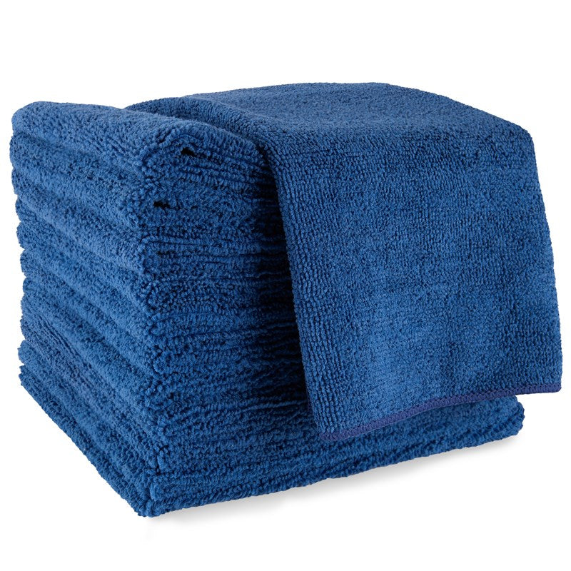 Wholesale 16x16 Blue Microfiber Towel with Navy Blue 24 Dozen