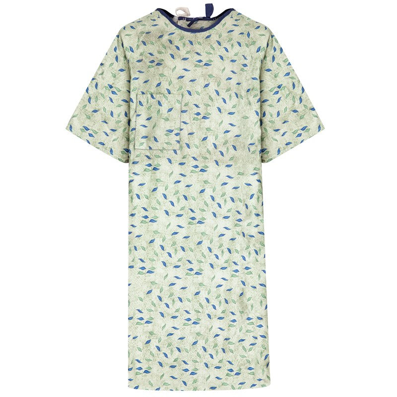 WHOLESALE-IV Gown, 68 x 49 inch, Overlap, New Leaf Green Print-6 DOZEN (72 PCS)
