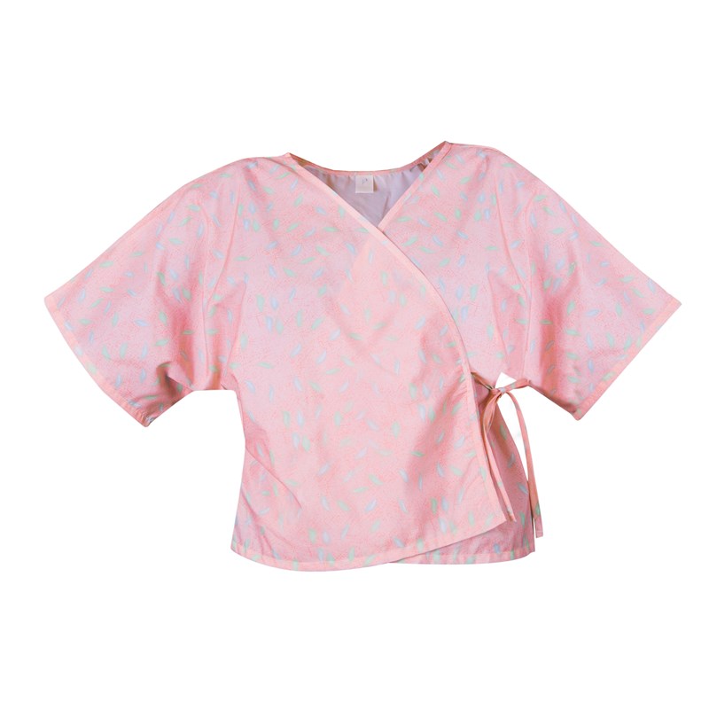 WHOLESALE-Mammography Cape 23 x 66 Angle Front, Waist Tie, Leaf Print, Pink-4 DOZEN (48 PCS)