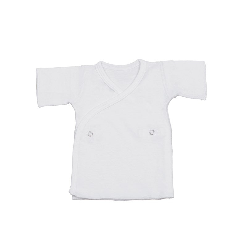 Wholesale-Baby Shirt, Short Sleeve, Snap Side Closure, White, 6 Months-12 dozen (300 pcs)