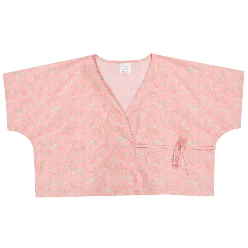 WHOLESALE-Mammography Cape 23 x 62 Open Front, 1 Tie Overlap, Leaf Print, Pink-4 DOZEN (48 PCS)