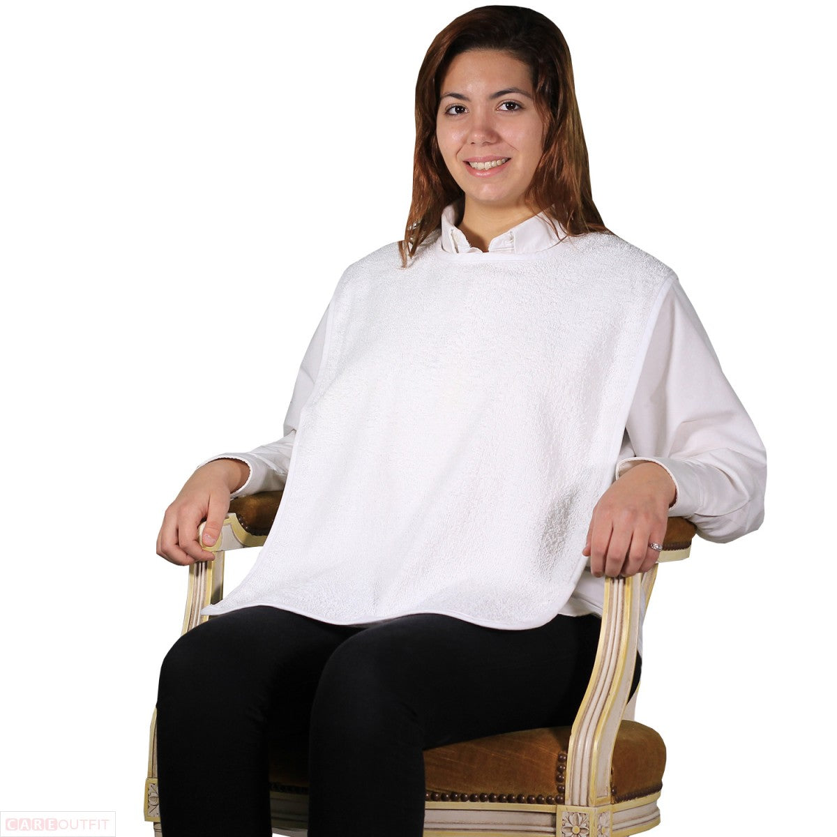 Big Size Terry Adult Bibs with Velcro Closure - White