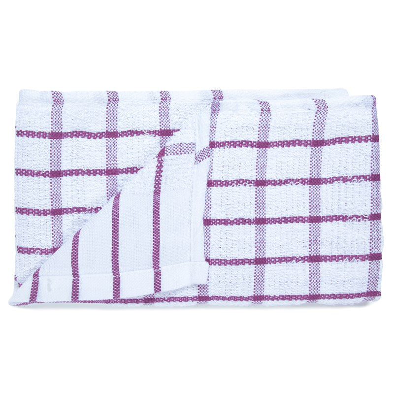 Wholesale DISH TOWELS 15X25 MAUVE CHECK 50 Dozen