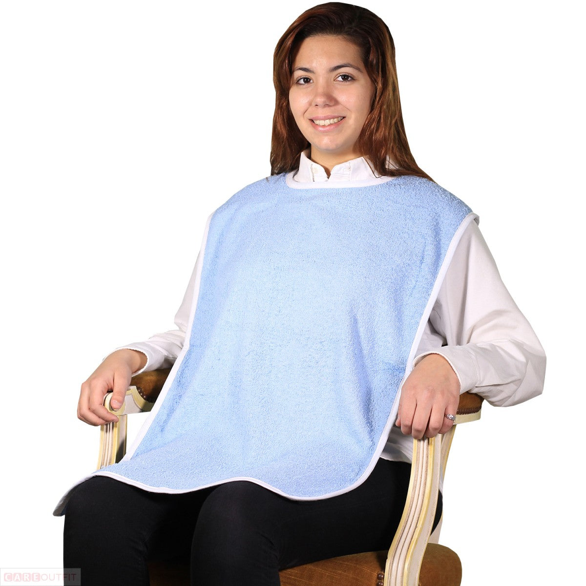Big Size Terry Adult Bibs with Velcro Closure - Blue