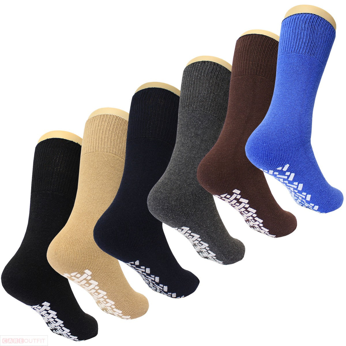 Diabetic Non Skid Slipper Socks /w Grippers for Men - 6 Pairs