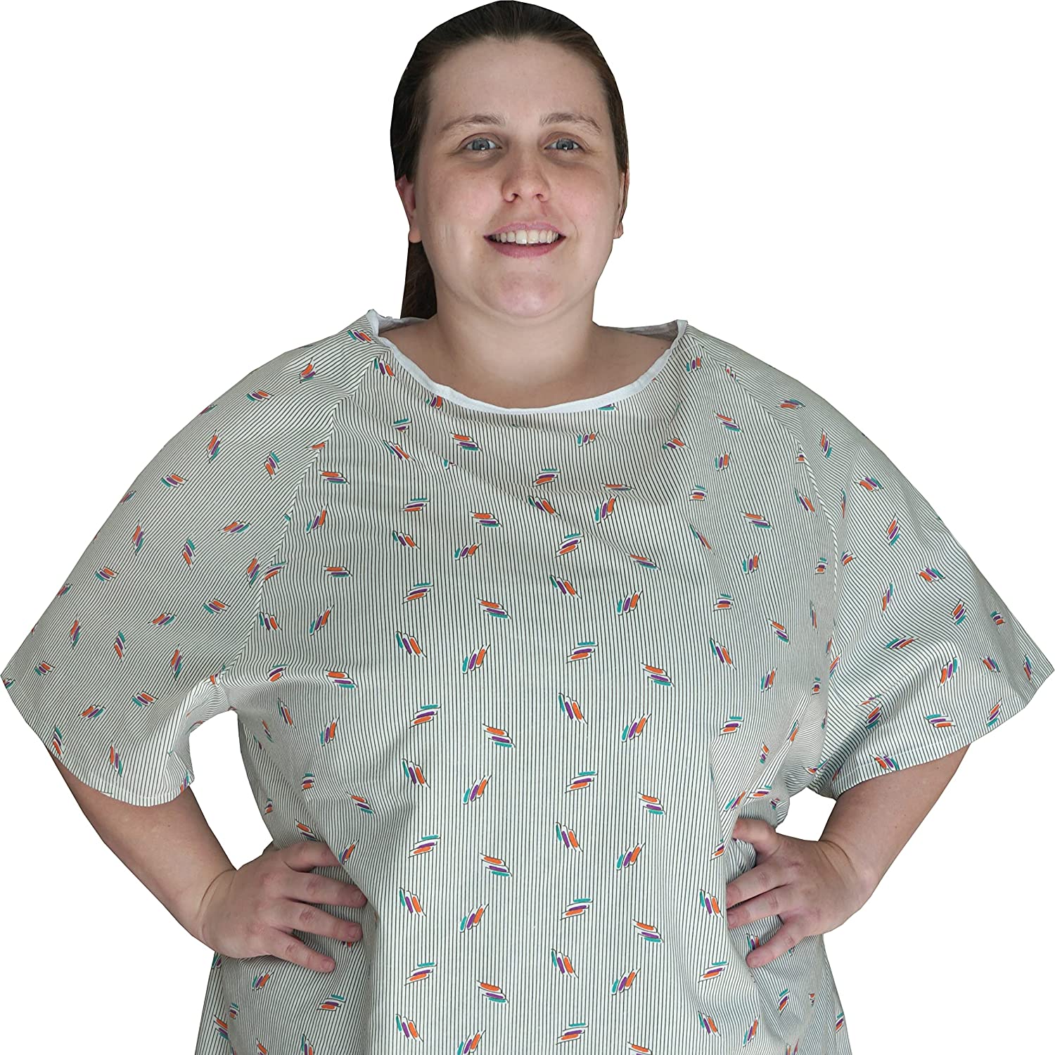 Unisex Hospital Gown with Beck Tie - One Size Fits Most (S-XL)