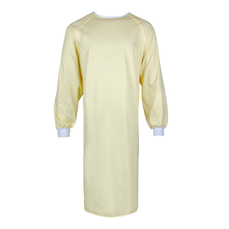 Wholesale Protective Gown, Raglan Sleeve, Knit Cuffs, Yellow w/ Carbon, 75 Check Grid 6 Dozen (72 pcs)
