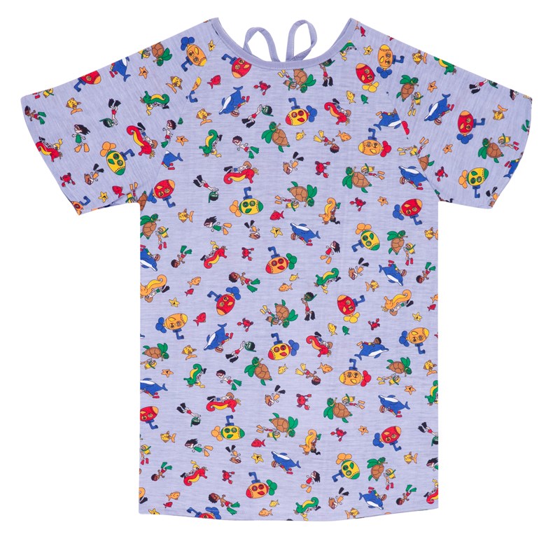 WHOLESALE-Pediatric Gown, Center Back, Tie Overlap, Under the Sea Print- 2 Dozen (24 pcs)