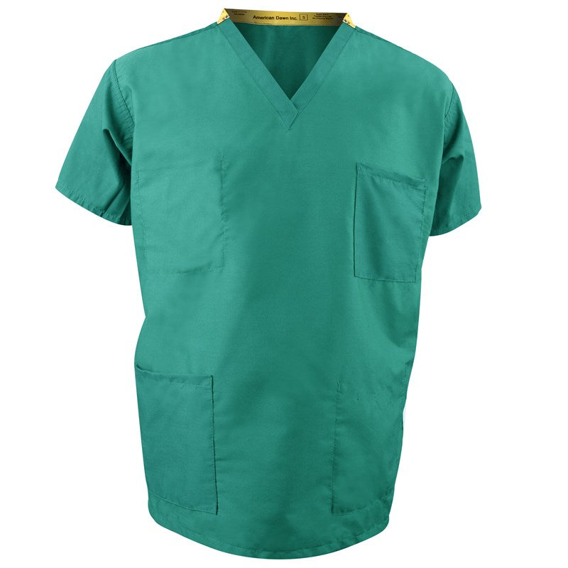 Wholesale T150 Unisex Scrub Top, 2 Reversible Pockets (1 Chest, 1 Lower) Emerald Green, X-Small to 5X-Large 5 Dozen (60 pcs)