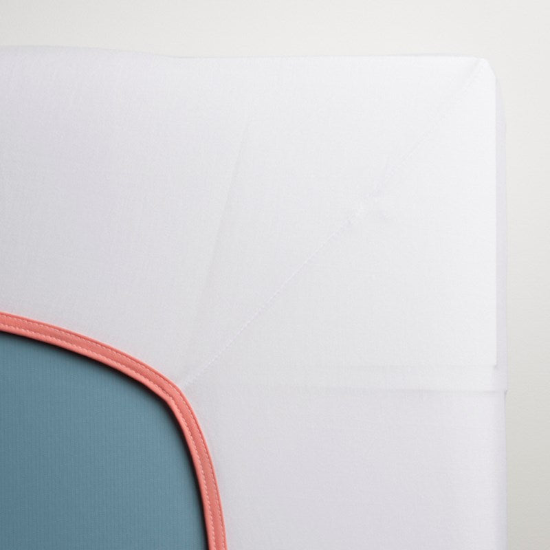 Wholesale Knitted Sheet, Fitted, 36 x 84 x 16, White w/ Peach 5 Dozen (60 pcs)
