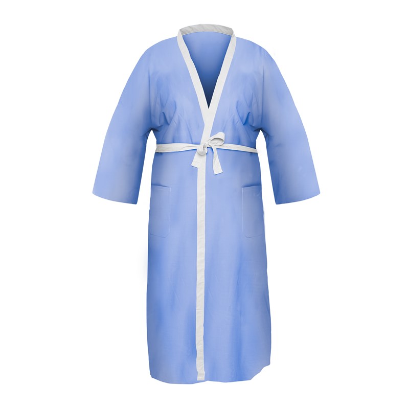 WHOLESALE-Patient Robe 52 x 66 Blue w/ White Trim-2 DOZEN (24 PCS)